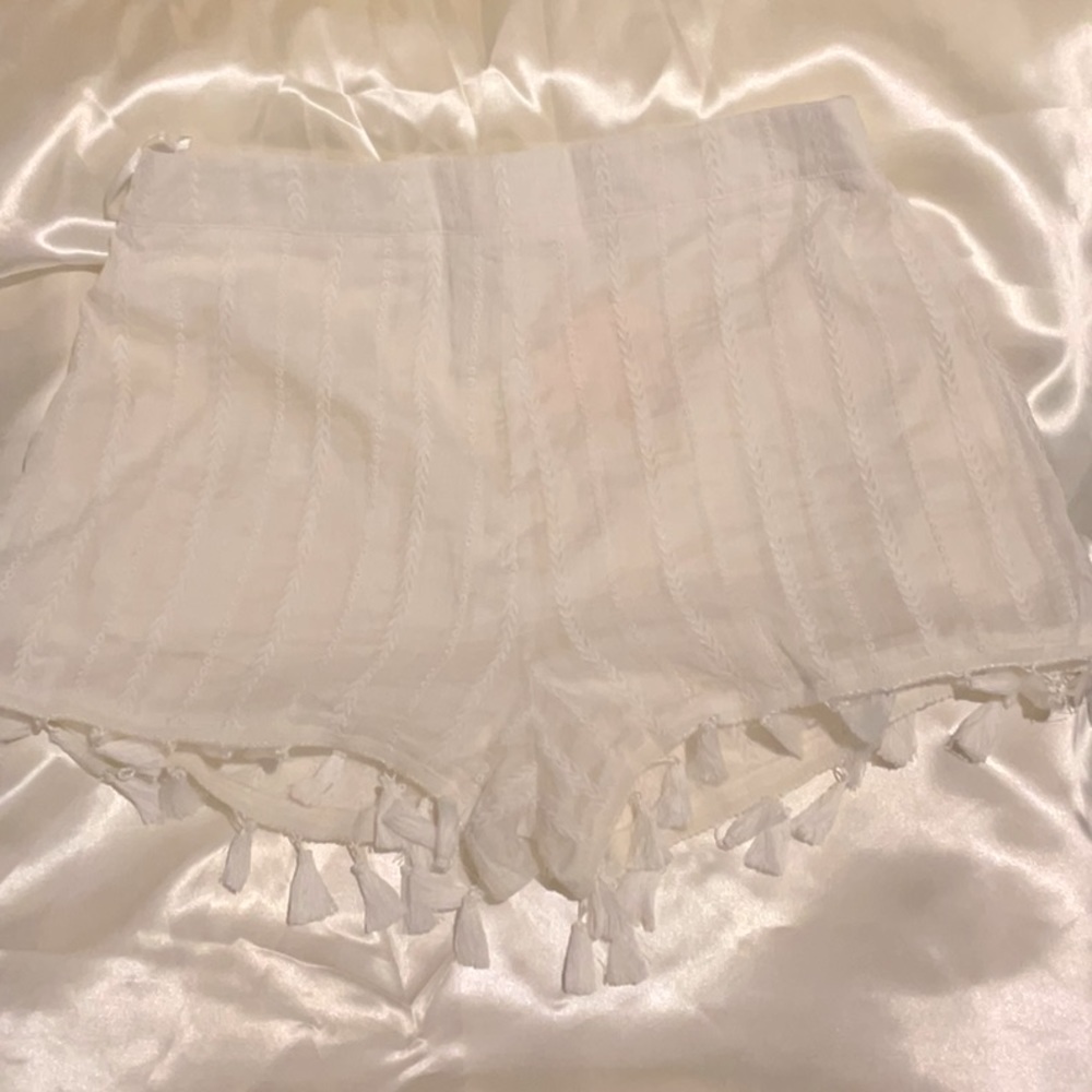 Wild Honey White Tassel Trim Shorts